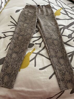 Zara Taupe and Black Snake-Print Skinny Pants